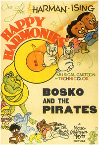 Bosko and the Pirates Movie Poster Print featuring vibrant colors and classic animation style.