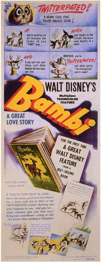 Bambi Movie Poster Print featuring classic Disney animation.
