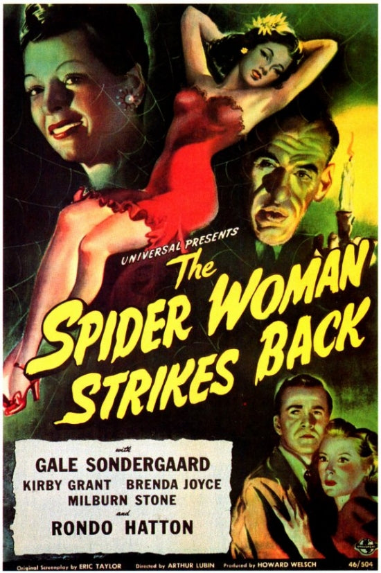 The Spider Woman Strikes Back Movie Poster Print featuring dramatic artwork.