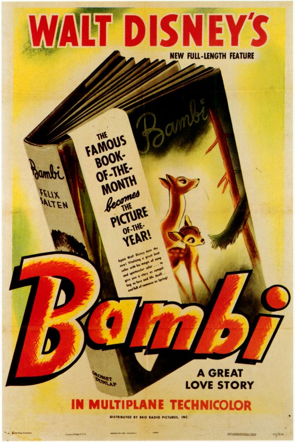 Bambi Movie Poster Print featuring classic Disney characters