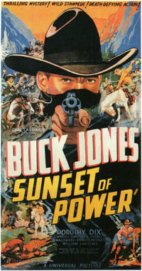 Sunset of Power movie poster print showcasing vibrant colors and dramatic imagery.