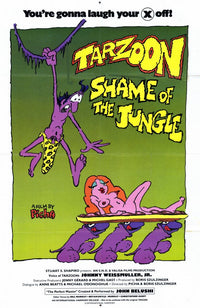 Tarzoon: Shame of the Jungle Movie Poster Print featuring colorful animated characters.