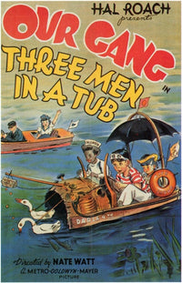 Three Men in a Tub Movie Poster Print featuring vibrant colors and engaging design.