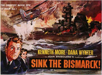 Sink the Bismarck Movie Poster Print showcasing naval warfare scenes.