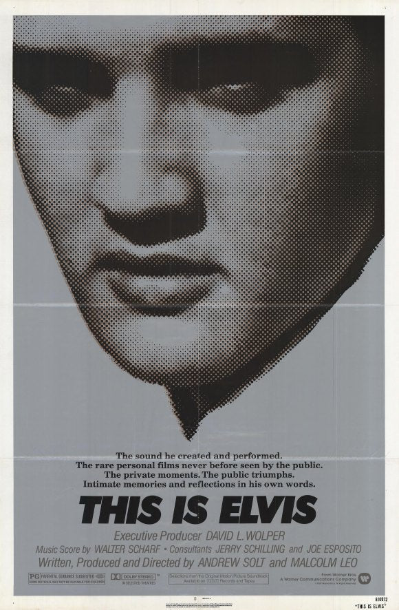 This Is Elvis movie poster print featuring vibrant colors and iconic imagery of Elvis Presley.