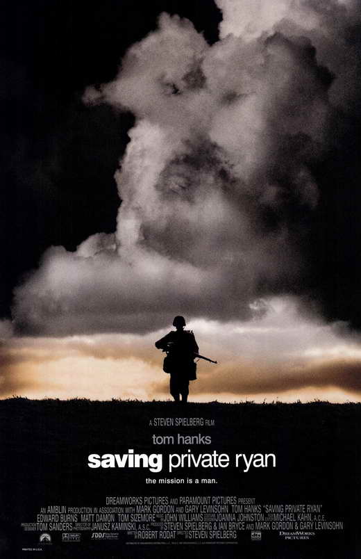 Saving Private Ryan Movie Poster Print featuring dramatic imagery.
