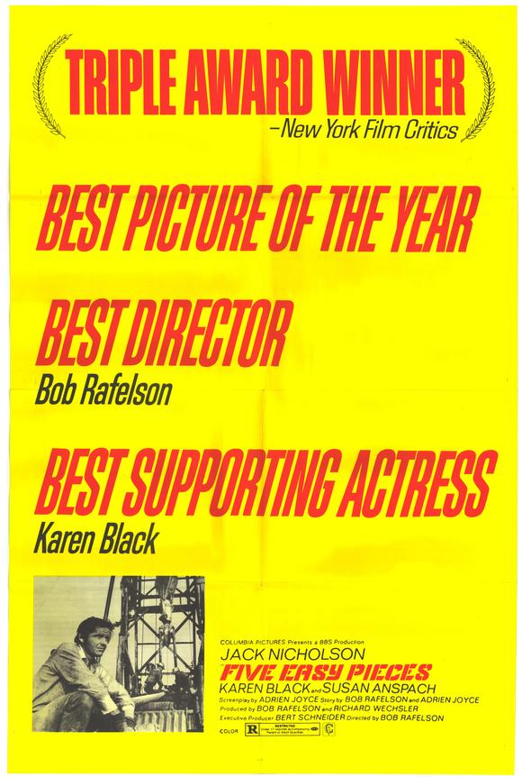 Five Easy Pieces Movie Poster Print showcasing classic film art.