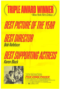Five Easy Pieces Movie Poster Print showcasing classic film art.