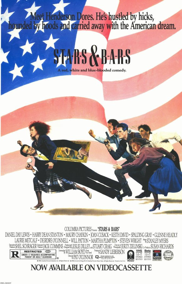 Stars and Bars Movie Poster Print showcasing vibrant colors and classic film imagery.