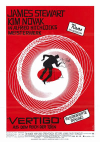 Vertigo Movie Poster Print featuring classic Alfred Hitchcock film design.