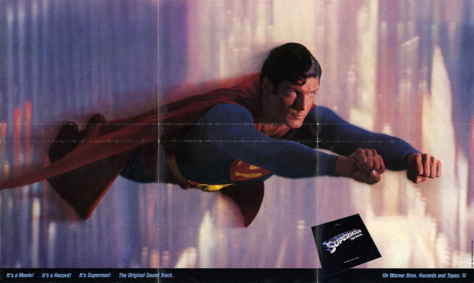 Superman: The Movie poster print showcasing the iconic superhero.
