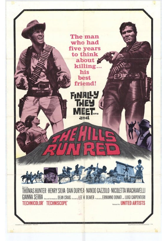 The Hills Run Red Movie Poster featuring dramatic horror artwork.