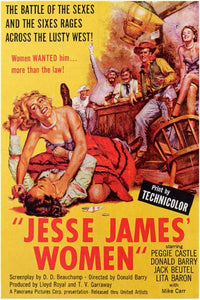 Jesse James' Women Movie Poster Print showcasing vibrant cinematic art.