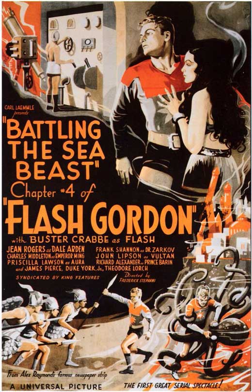 Flash Gordon Movie Poster Print showcasing vibrant sci-fi artwork.