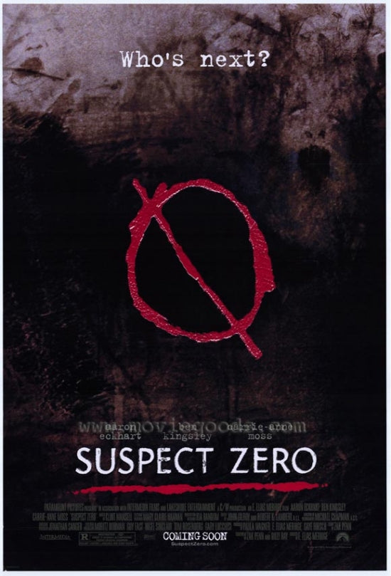 Suspect Zero Movie Poster featuring gripping visuals and suspenseful design.