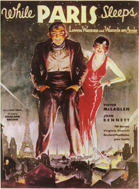 While Paris Sleeps Movie Poster Print featuring Parisian night scene.