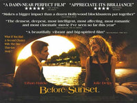 Before Sunset Movie Poster Print featuring romantic themes.