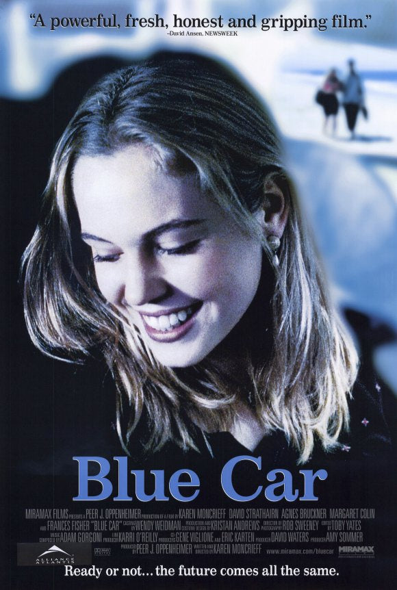 Blue Car Movie Poster Print featuring a dynamic design.
