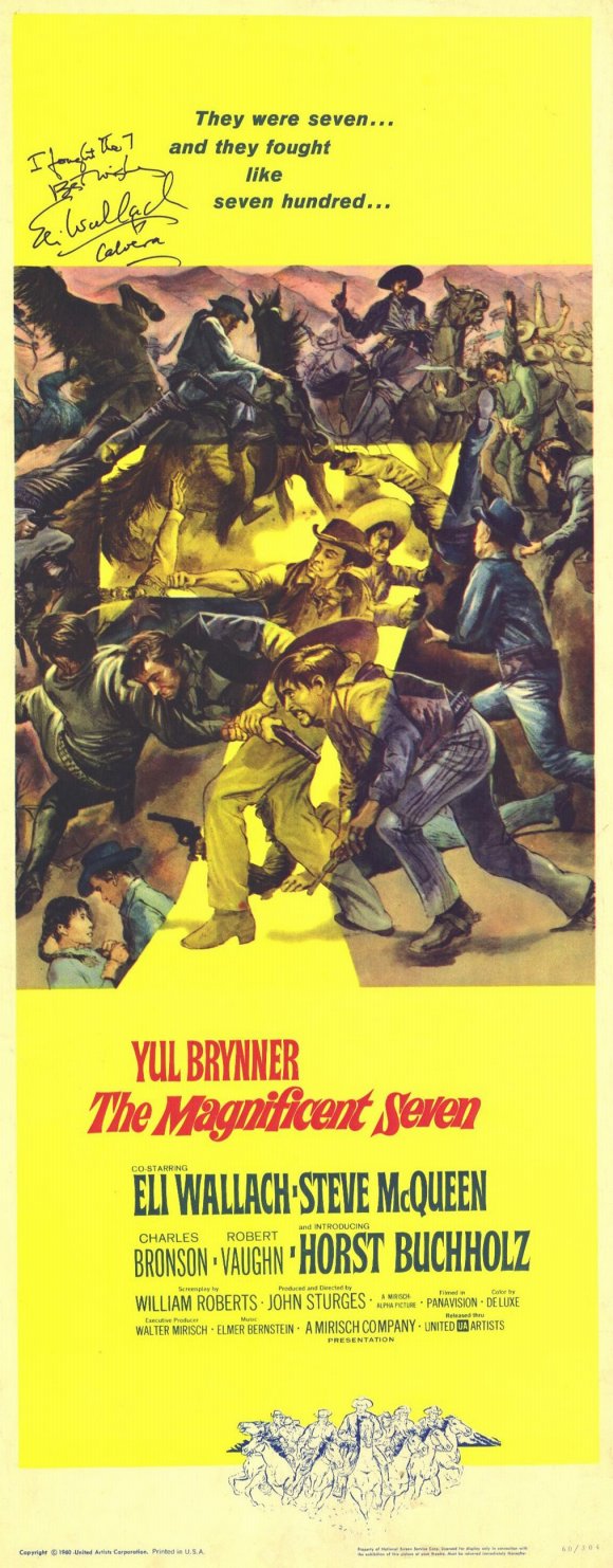 The Magnificent Seven Movie Poster Print featuring iconic Western imagery.