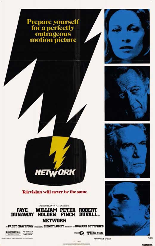 Network Movie Poster Print featuring dramatic visuals from the 1976 film.