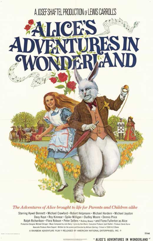 Alice's Adventures in Wonderland Movie Poster Print featuring whimsical imagery.