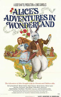 Alice's Adventures in Wonderland Movie Poster Print featuring whimsical imagery.