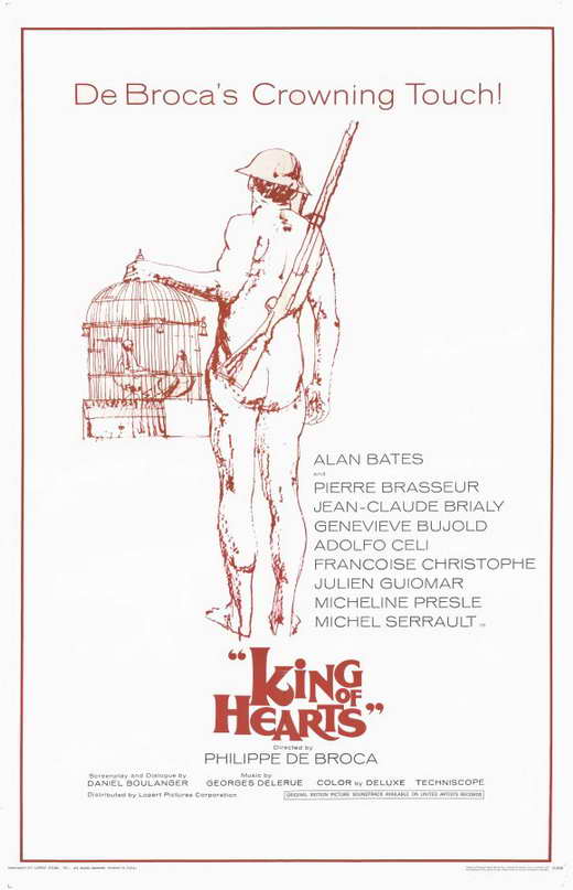 The King of Hearts Movie Poster Print featuring whimsical design.