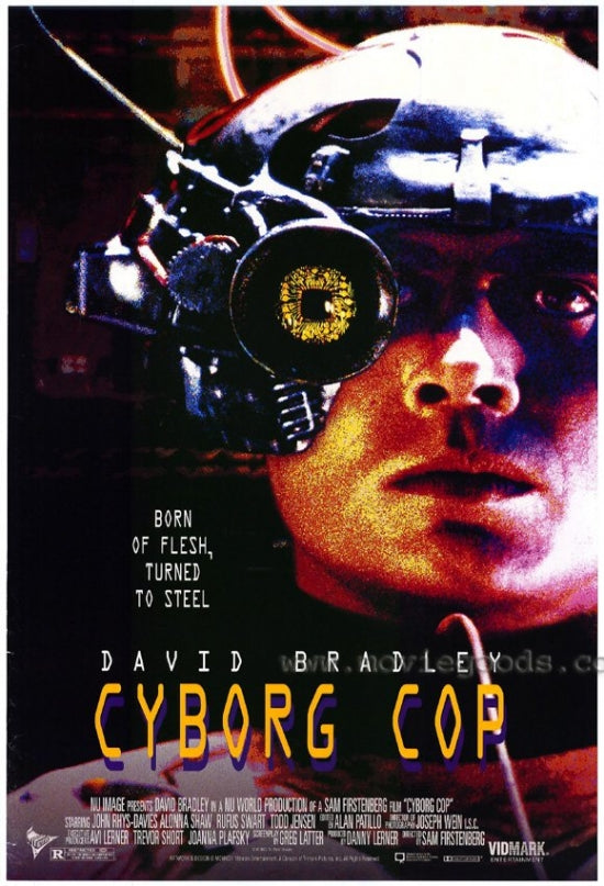 Cyborg Cop Movie Poster Print featuring futuristic action theme.