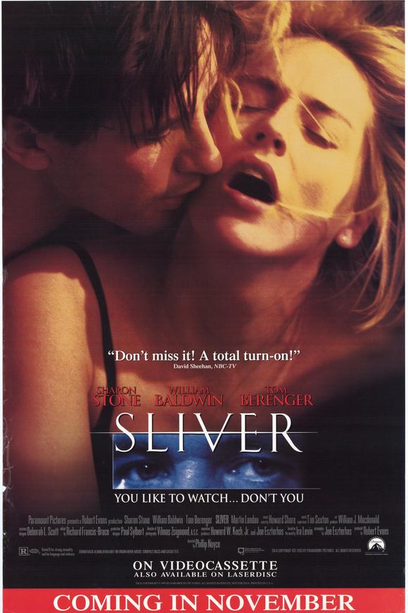Sliver movie poster print featuring suspenseful imagery