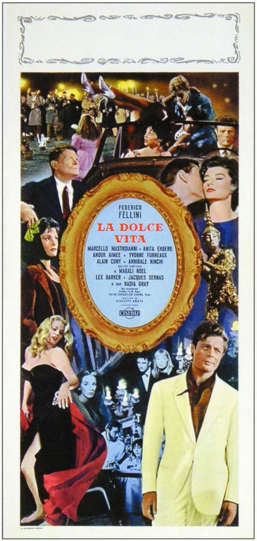 La Dolce Vita Movie Poster Print featuring iconic film imagery.