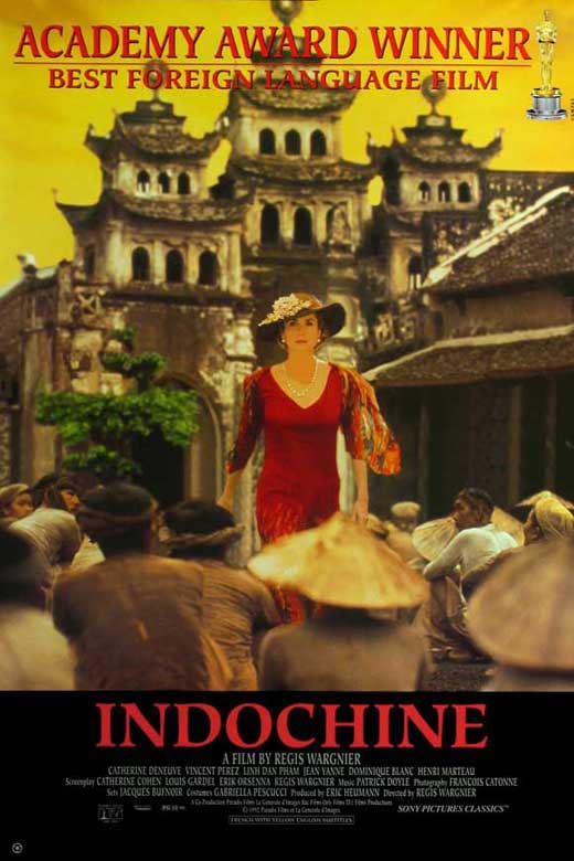 Indochine Movie Poster Print featuring vibrant colors and classic imagery.