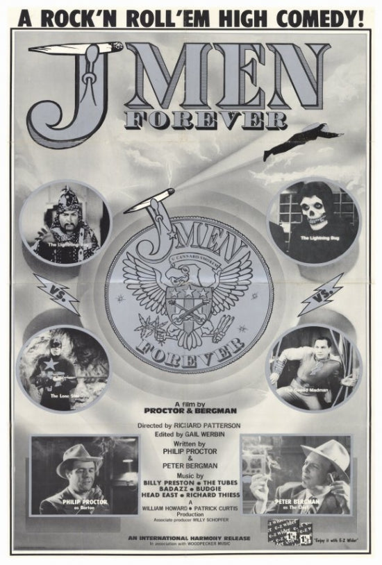 J-Men Forever! Movie Poster Print featuring vibrant colors and humorous design.