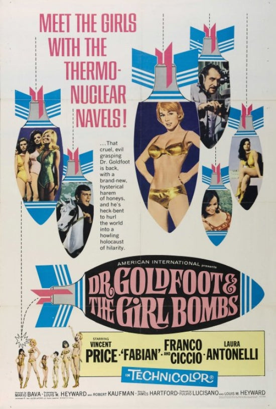 Doctor Goldfoot and the Girl Bombs Movie Poster Print featuring vibrant colors and classic film imagery.