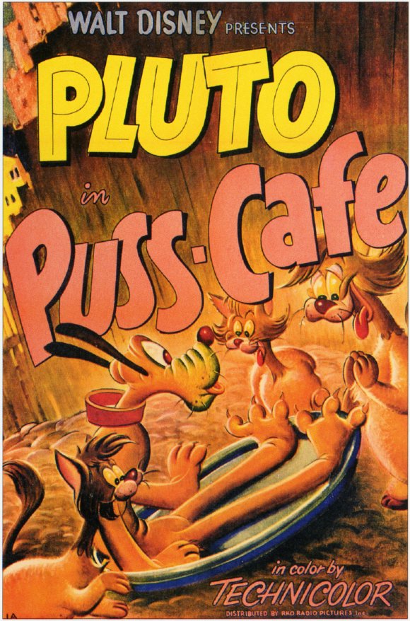 Puss Cafe Movie Poster Print featuring whimsical cat art.