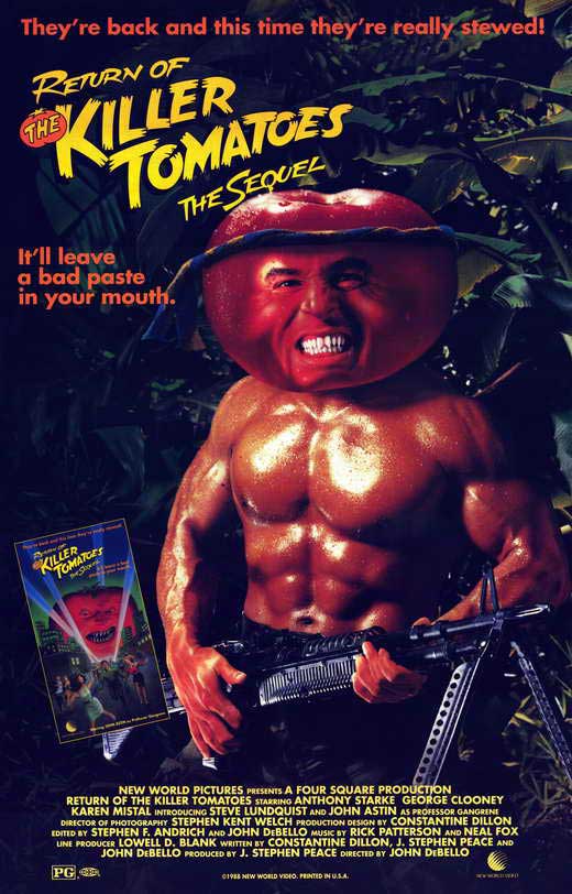 Return of the Killer Tomatoes! movie poster print featuring vibrant colors and unique design.