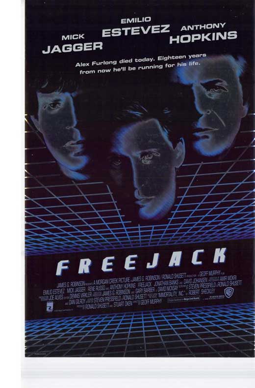 Freejack Movie Poster Print showcasing captivating sci-fi artwork.