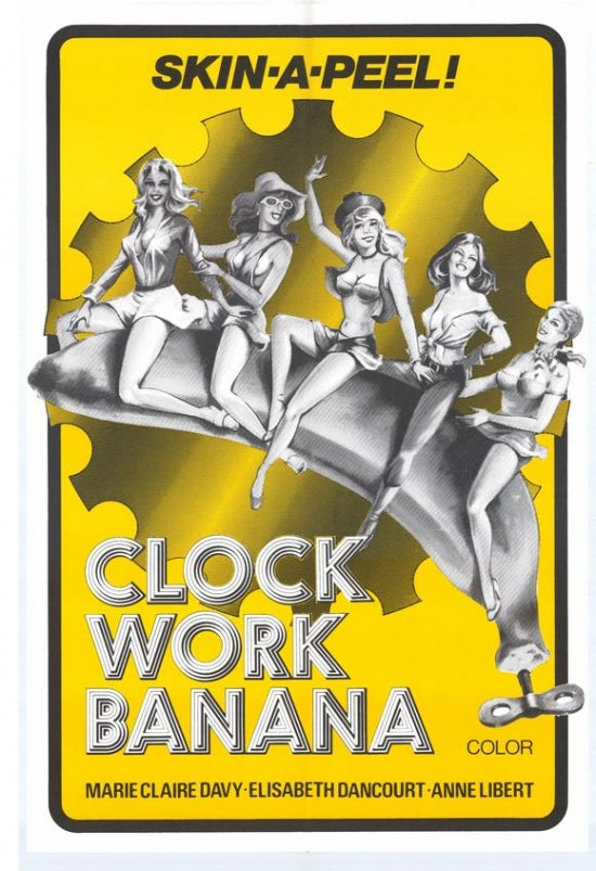 Clock Work Banana Movie Poster Print showcasing vibrant colors and quirky design.