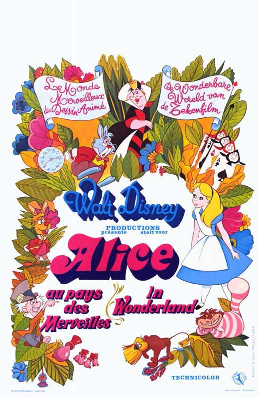 Alice in Wonderland Movie Poster Print featuring vibrant artwork.