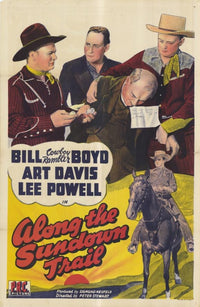 Along the Sundown Trail Movie Poster featuring a beautiful sunset landscape.