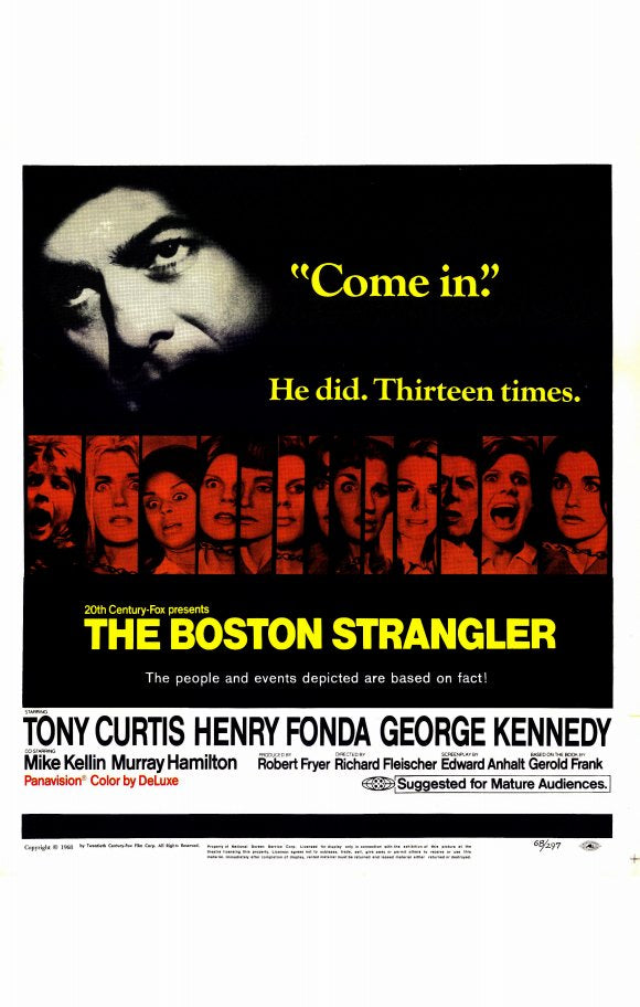 The Boston Strangler Movie Poster Print featuring suspenseful design.