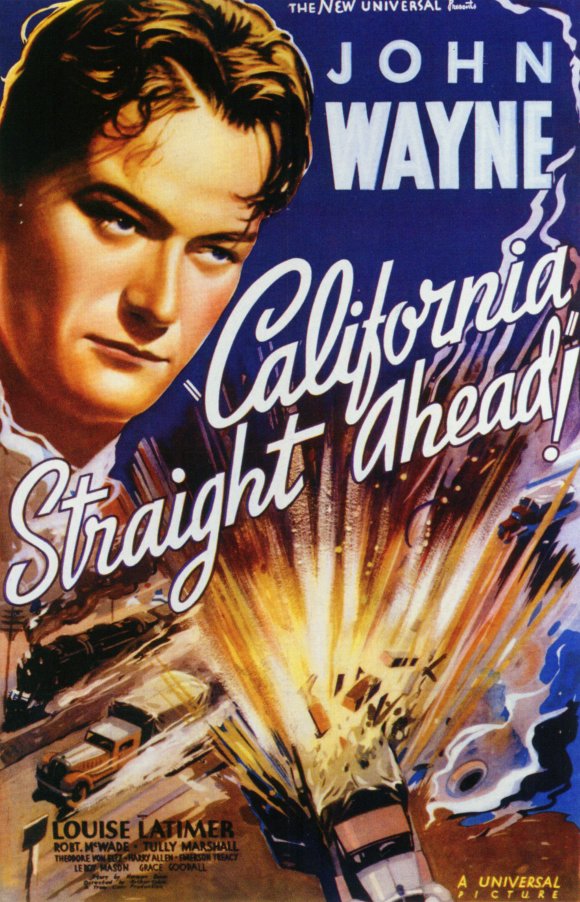 California Straight Ahead Movie Poster Print featuring classic film aesthetics