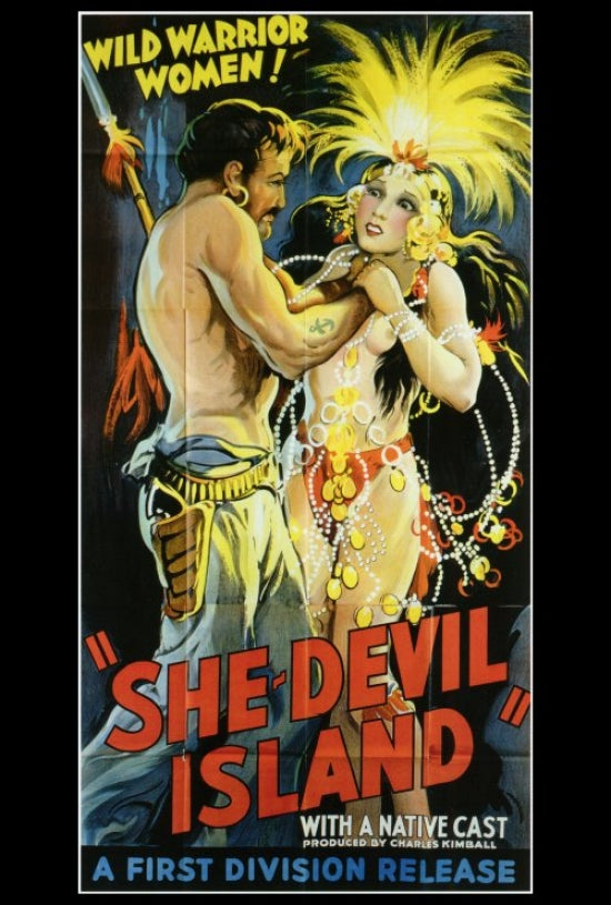 She-Devil Island Movie Poster Print featuring adventure and intrigue.