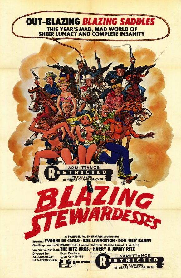 Blazing Stewardesses Movie Poster Print featuring vibrant artwork.