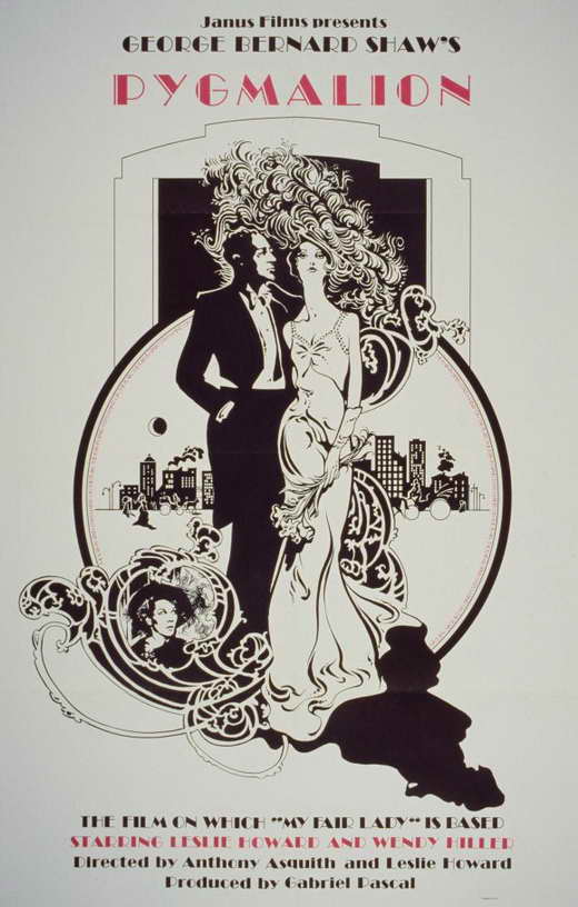 Pygmalion Movie Poster Print featuring classic cinema design.