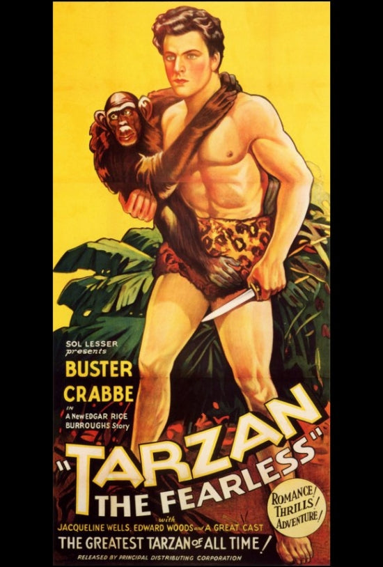 Tarzan the Fearless Movie Poster Print featuring iconic jungle hero.