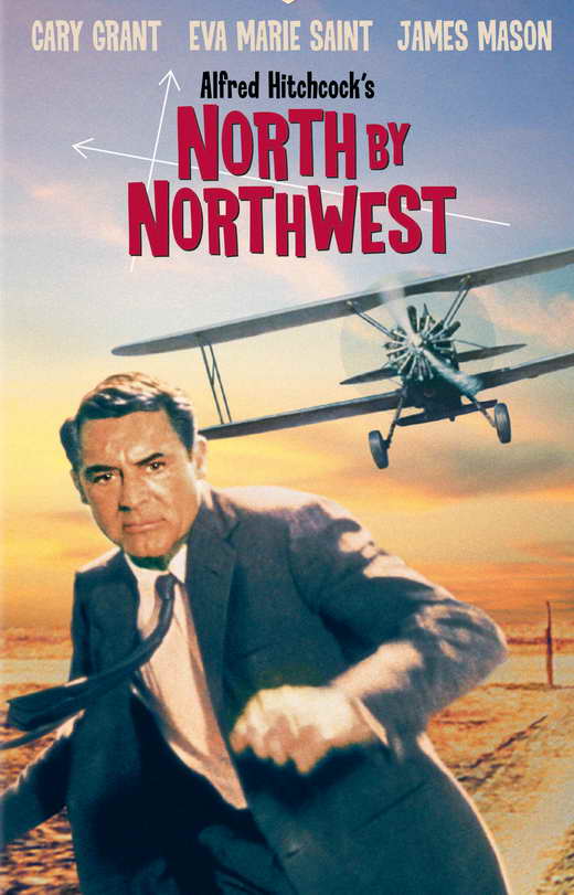North by Northwest Movie Poster Print showcasing classic Hitchcock film art.