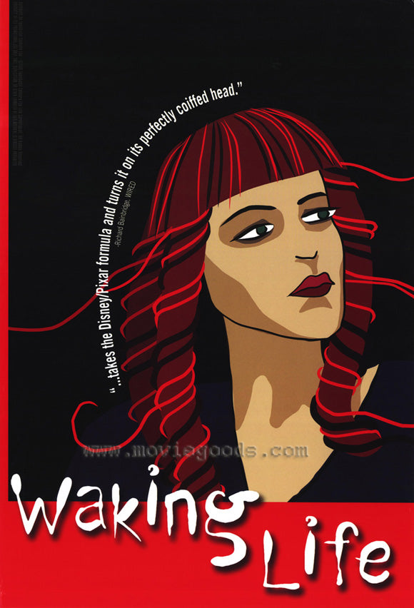Waking Life movie poster print showcasing dreamlike imagery.