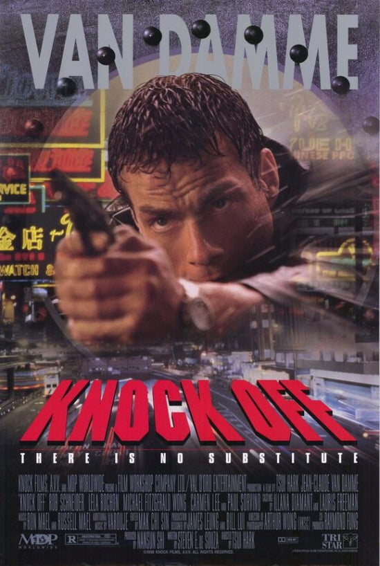 Knock Off Movie Poster Print showcasing vibrant cinematic artwork.