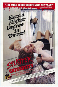 Splatter University Movie Poster Print featuring vibrant artwork.