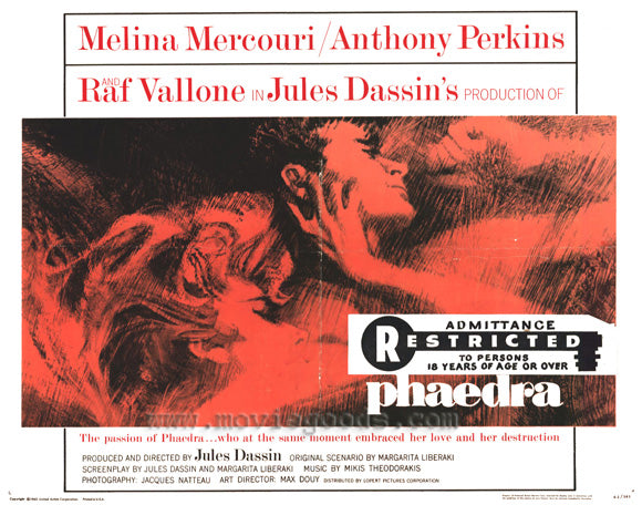 Phaedra Movie Poster Print showcasing classic film art